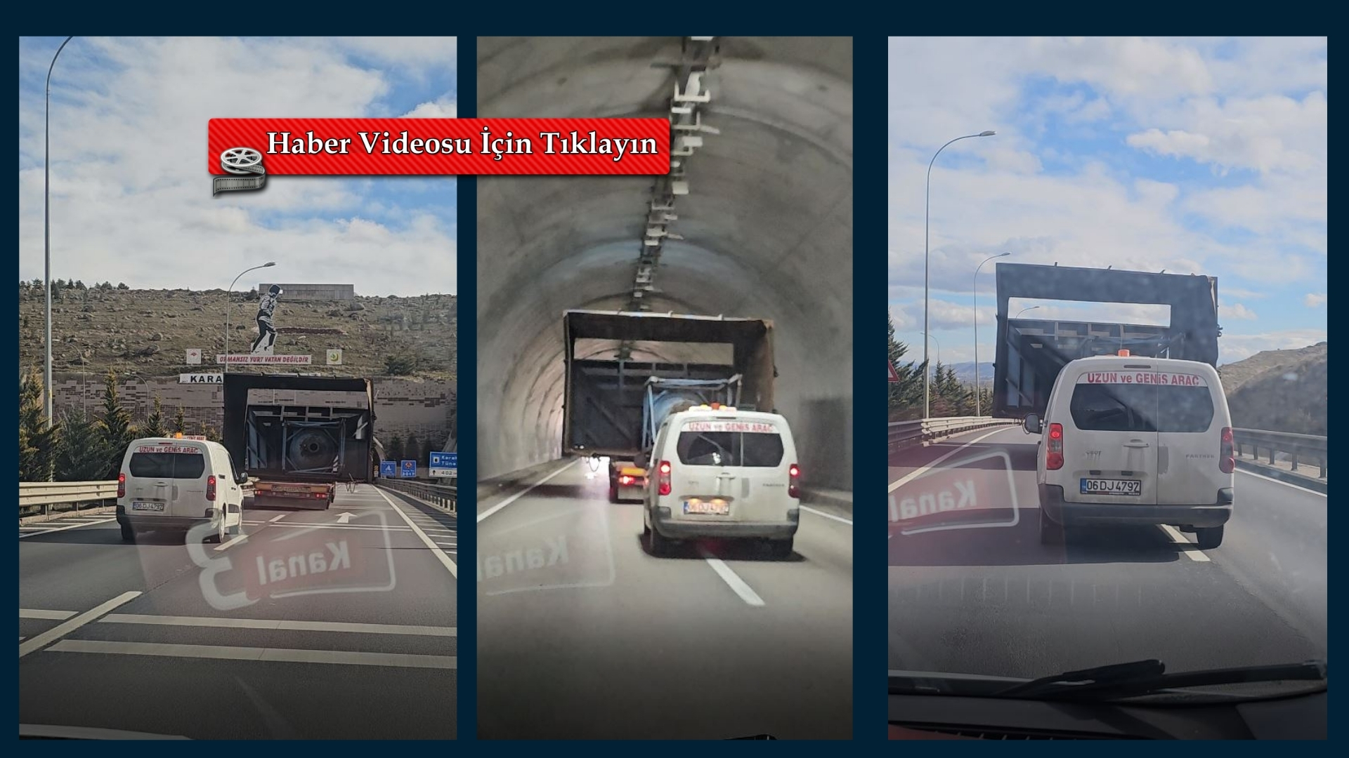 Afyonkarahisar-İzmir Karayolu’nda seyir halindeki bir çekicinin taşıdığı dev makine parçası,