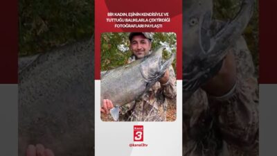 Bir kadın, eşinin kendisiyle ve tuttuğu balıklarla çektirdiği fotoğrafları paylaştı!