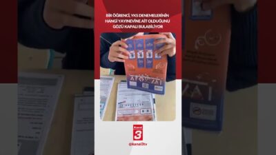 Bir öğrenci, YKS denemelerinin hangi yayınevine ait olduğunu gözü kapalı