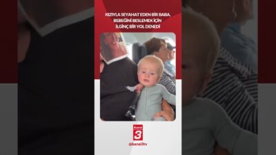 Kızıyla seyahat eden bir baba, bebeğini beslemek için ilginç bir