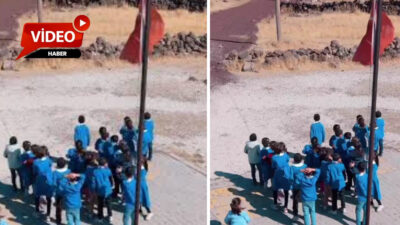 Van’da bir köy okulunda öğrenciler, kendilerini ziyarete gelen kahraman Jandarma