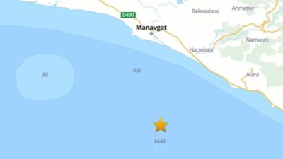 Akdeniz, Antalya Körfezi açıklarında bugün öğleden sonra bir deprem meydana