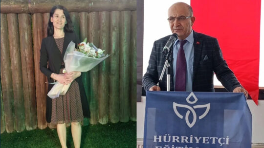 Hürriyetçi Eğitim Sen İl Başkanı Nizamettin Şenol, öğretmen Fatma Nur
