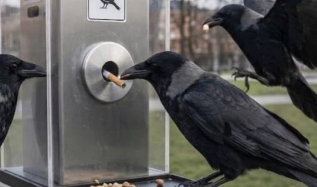 Doğanın en zeki canlıları arasında gösterilen kargalar, İsveç’te çevre kirliliğiyle