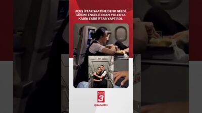 Uçuş iftar saatine denk geldi, görme engelli olan yolcuya kabin