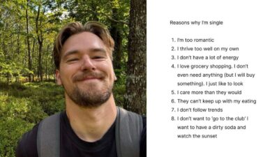 Bir sosyal medya kullanıcısının bekar kalma sebeplerini maddeler halinde sıraladığı