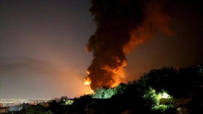 İran’ın İsrail’e yönelik başlattığı misilleme operasyonları kapsamında fırlatılan füzelerden biri,