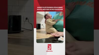 Annesi ocağı silerken gülen bebek sosyal medyada 90 milyon izlendi!