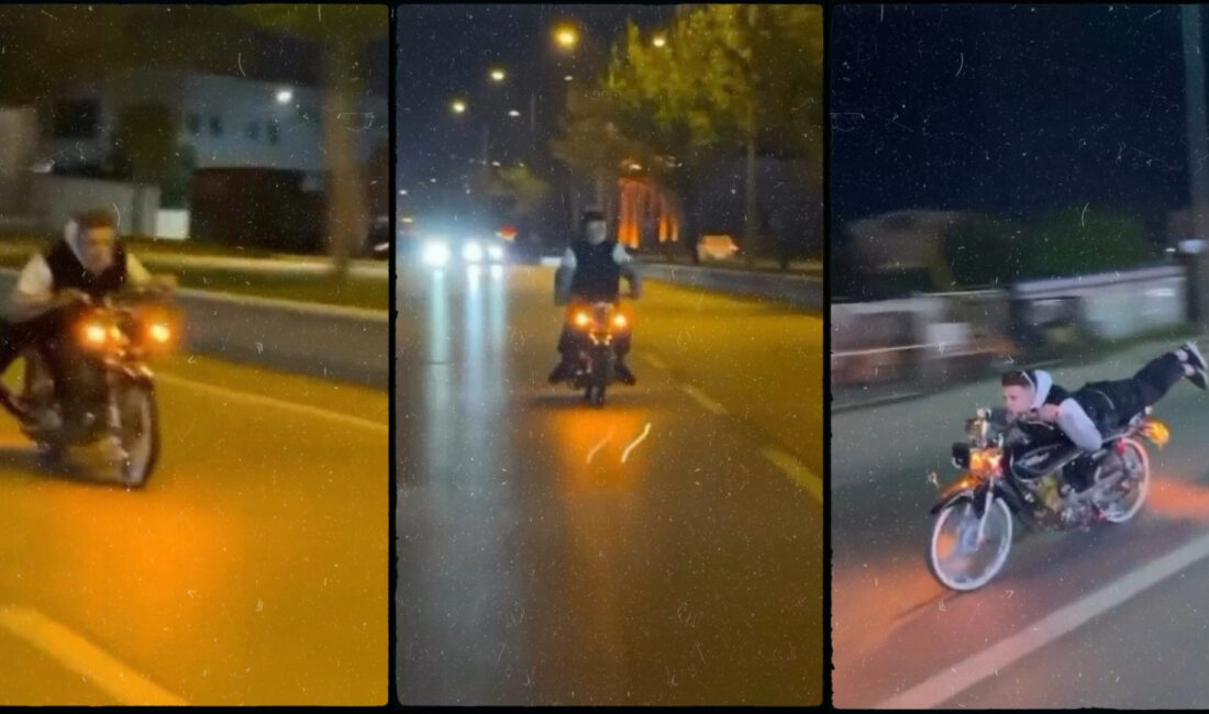 Bursa'da motosiklet sürücüsünün trafikte yaptığı tehlikeli hareketler görenleri hayrete düşürdü.