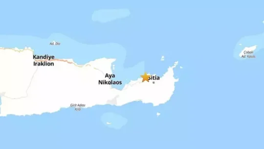 Yunanistan'ın Girit Adası'nda, Richter ölçeğine göre 5.9 büyüklüğünde deprem meydana