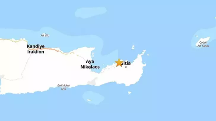 Yunanistan'ın Girit Adası'nda, Richter ölçeğine göre 5.9 büyüklüğünde deprem meydana