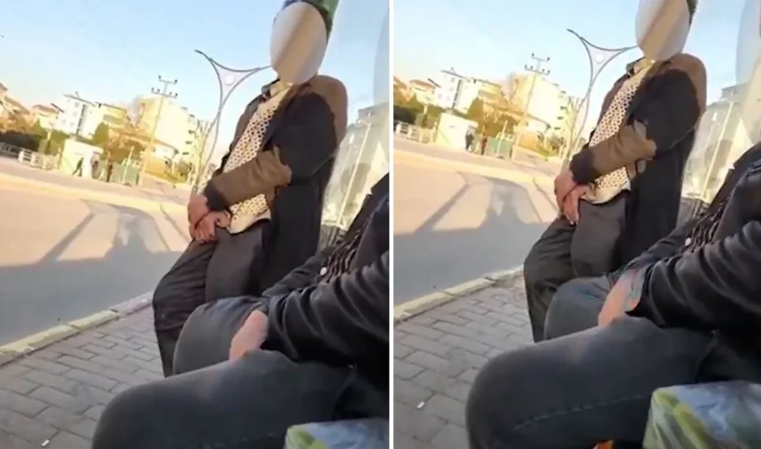 Kocaeli’nin Körfez ilçesinde bir otobüs durağında kaydedilen skandal görüntüler sosyal