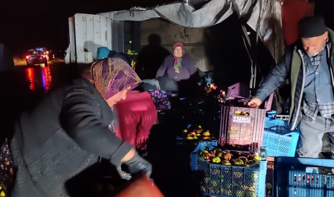 Afyonkarahisar’ın Şuhut ilçesinde sürücüsünün direksiyon hakimiyetini kaybettiği elma yüklü kamyonet