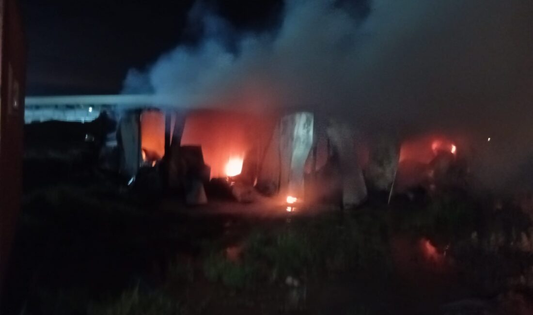 Hatay’ın Erzin ilçesinde gece saatlerinde meydana gelen konteyner yangını, bir