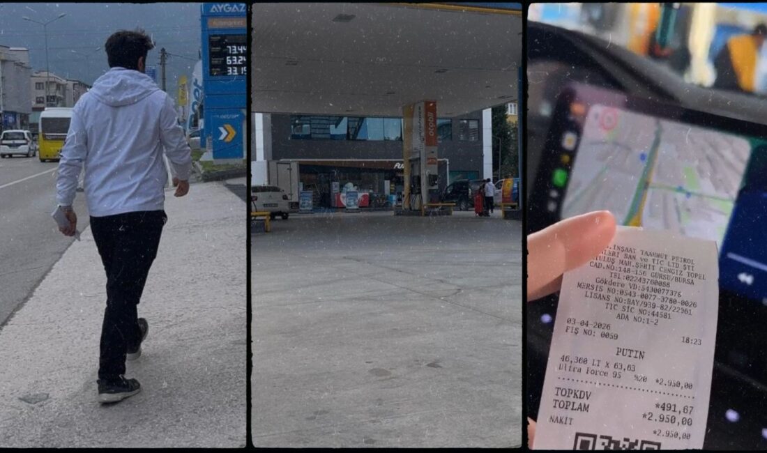 Bursa’nın Gürsu ilçesinde bir akaryakıt istasyonunda yaşanan ilginç olay, bir