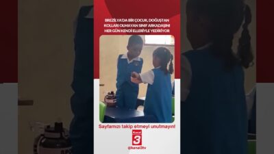 Brezilya’da bir çocuk, doğuştan kolları olmayan sınıf arkadaşını her gün