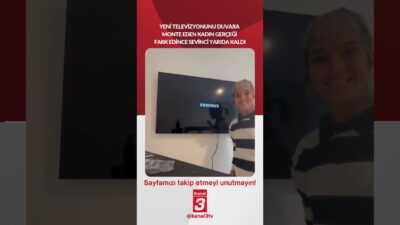 Yeni televizyonunu duvara monte eden kadın gerçeği fark edince sevinci