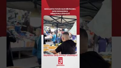 Bağcılar’da tezgâh açan bir pazarcı, satış yapamayınca mikrofonla sitem etti…