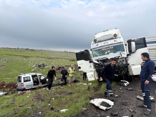 Şanlıurfa’nın Siverek ilçesinde bir TIR ile hafif ticari aracın kafa