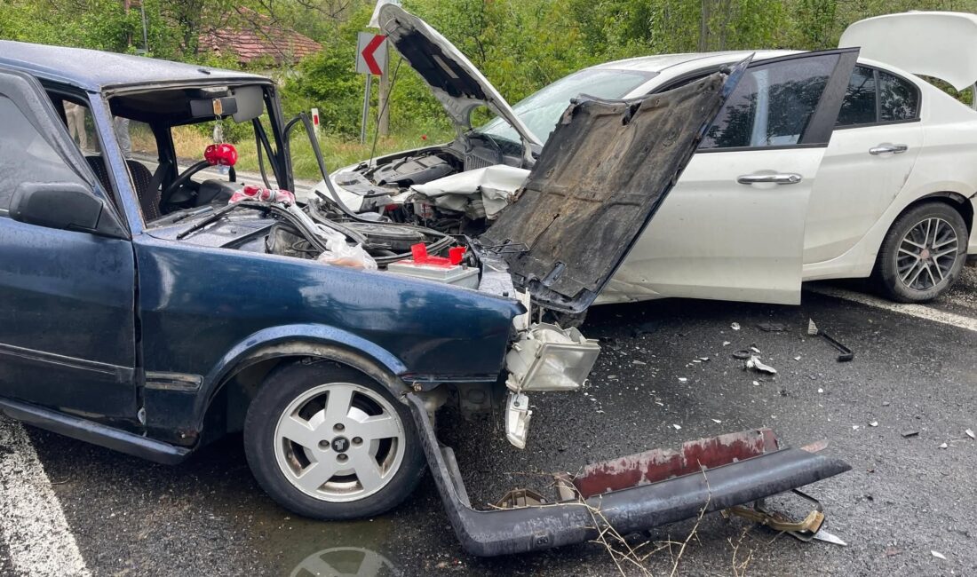 Afyonkarahisar’ın Hocalar ilçesinde, iki otomobilin köy girişindeki köprü üzerinde kafa