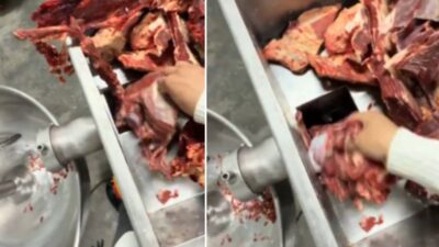 Afyonkarahisar’da bir kasap dükkanında kaydedilen görüntüler, izleyenlerin yüreğini ağzına getirdi.