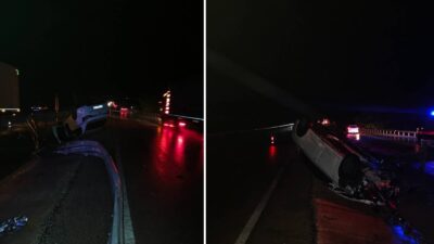 Afyonkarahisar’ın Sandıklı ilçesinde sürücüsünün direksiyon hakimiyetini kaybetmesi sonucu kontrolden çıkarak