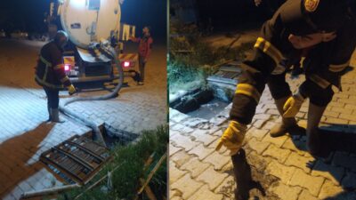 Afyonkarahisar’ın Bolvadin ilçesinde, sokakta gezinirken yol kenarındaki yağmur suyu menfezine