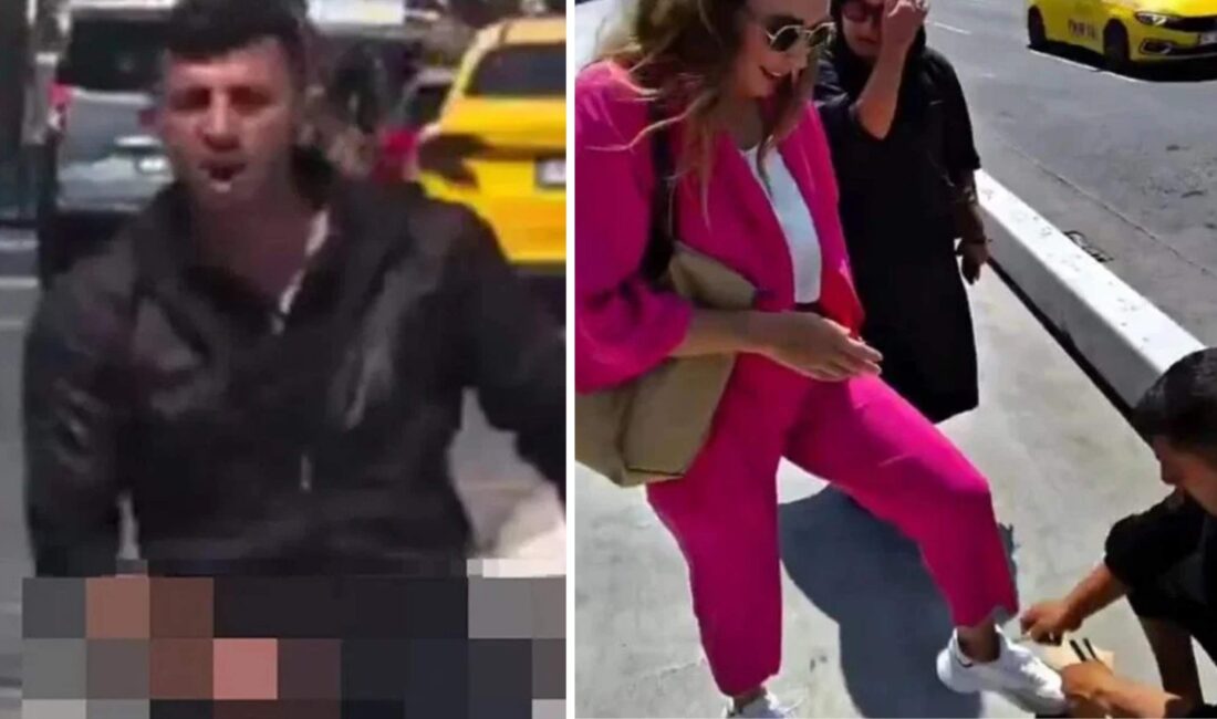 İstanbul'un simge noktalarından Galata Köprüsü’nde bir turistle tartışırken ahlak dışı