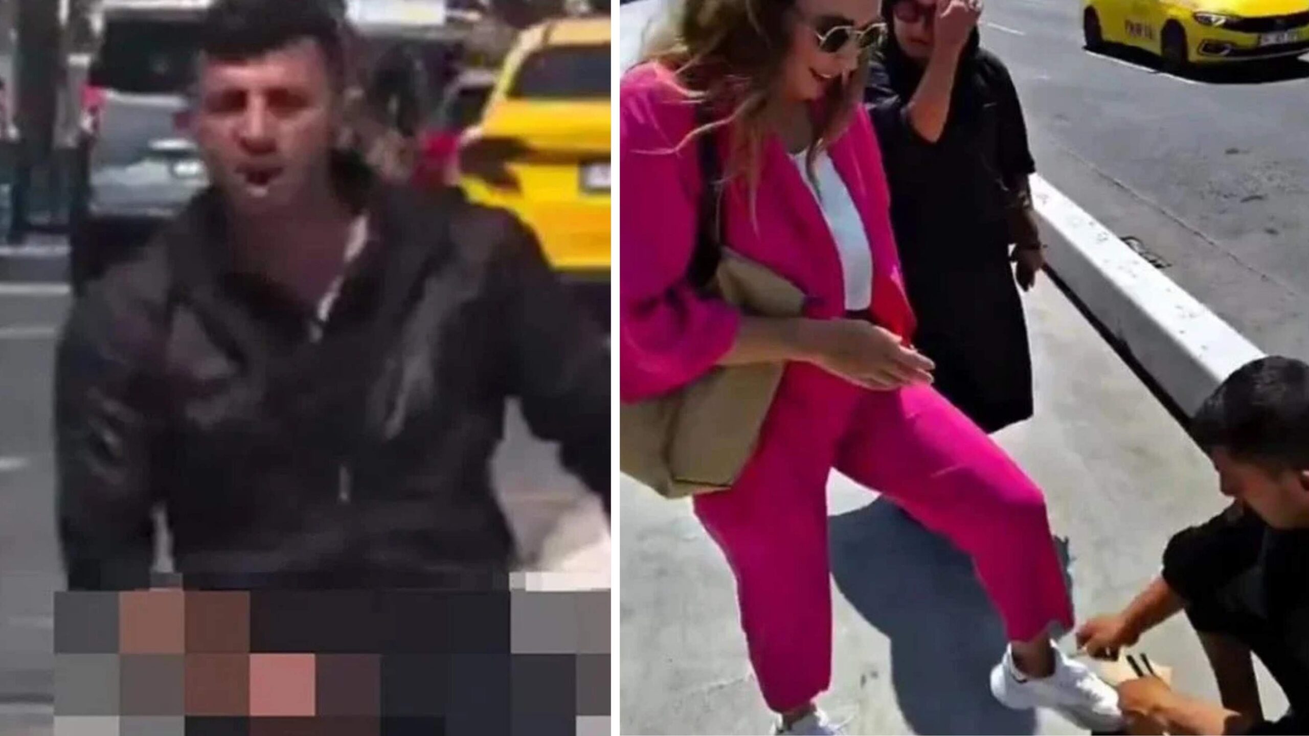 İstanbul'un simge noktalarından Galata Köprüsü’nde bir turistle tartışırken ahlak dışı