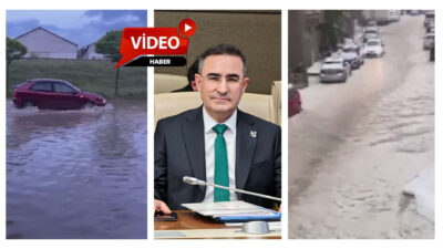Afyonkarahisar’ın Sandıklı ilçesinde etkili olan şiddetli dolu yağışı, kısa süre