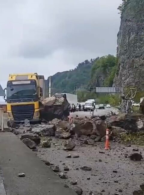 Artvin’in Kemalpaşa ilçesinde meydana gelen heyelan, Sarp Sınır Kapısı yolunda