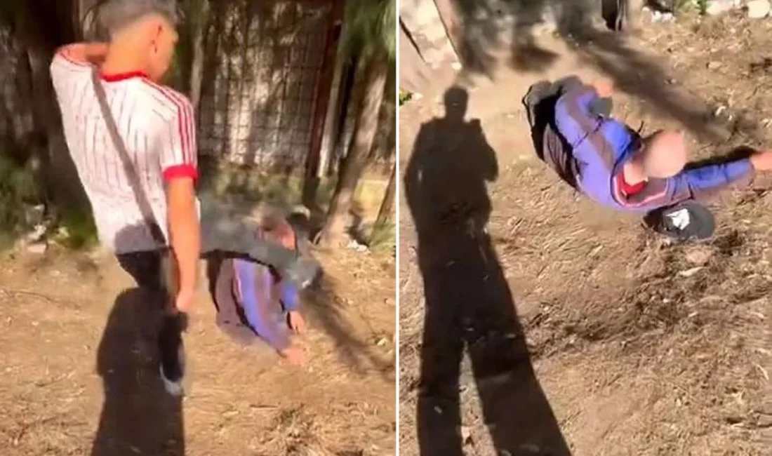 İzmir’de sokakta uyuyan yaşlı bir adama saldırıp o anları sosyal