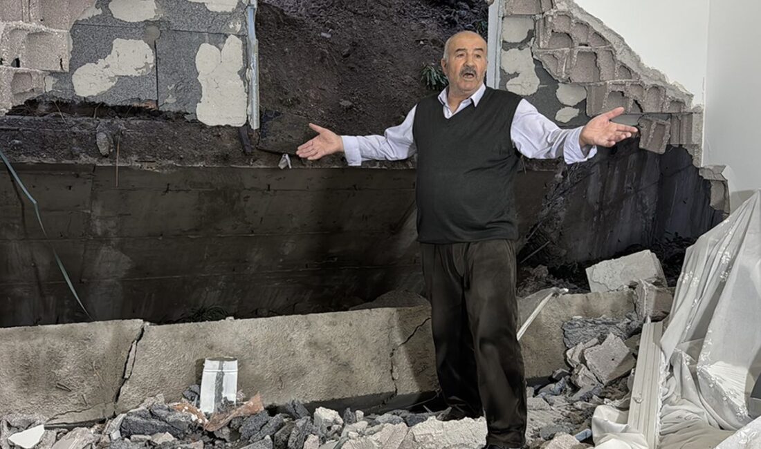 Nevşehir’in Esentepe Mahallesi’nde sağanak yağışın ardından bir inşaata ait istinat