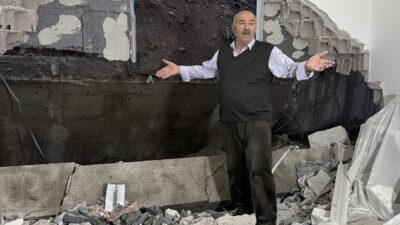 Nevşehir’in Esentepe Mahallesi’nde sağanak yağışın ardından bir inşaata ait istinat