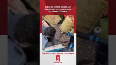 Babası çok istediği bisikleti alıp sürpriz yaptı ve çocuğun tepkisi