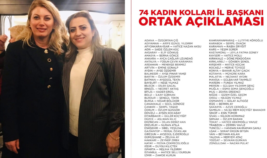 Cumhuriyet Halk Partisi (CHP) Kadın Kolları İl Başkanları, yayımladıkları ortak
