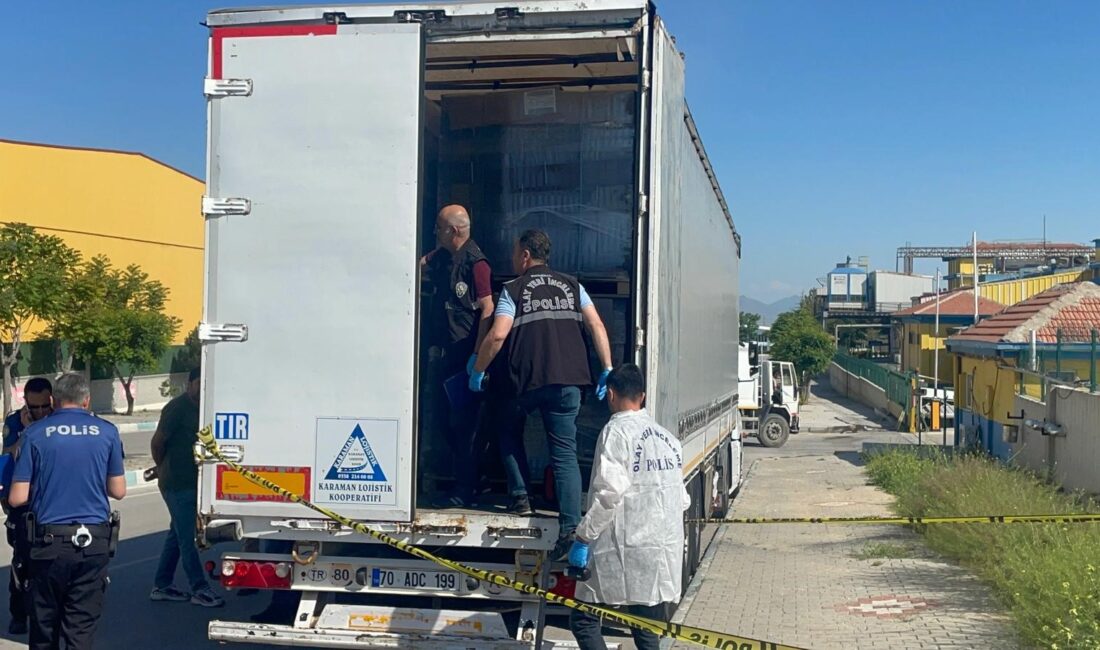 Karaman'da yol kenarında park halinde duran tırın açık olan dorse