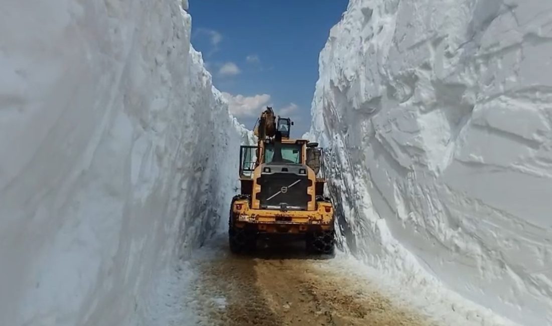 Hakkari'nin Yüksekova ilçesinde, temmuz ayına sayılı günler kalmasına rağmen karla