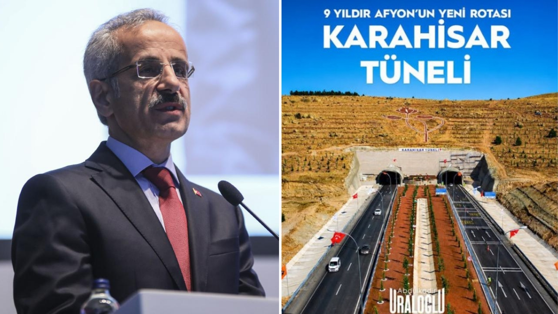 Ulaştırma ve Altyapı Bakanı Abdulkadir Uraloğlu, Karahisar Tüneli'nin bölge ulaşımına