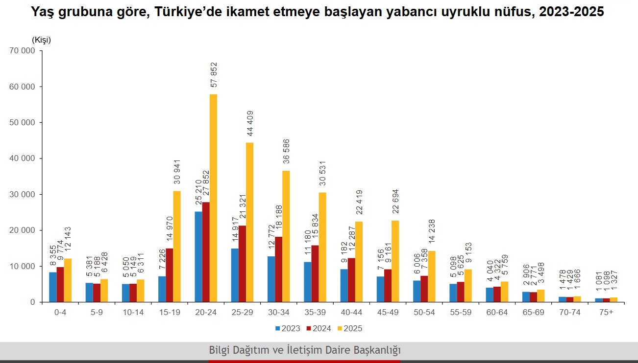 Türkiye İstatistik Kurumu'nun (TÜİK) 2025 yılı Uluslararası Göç İstatistikleri, Türkiye'nin