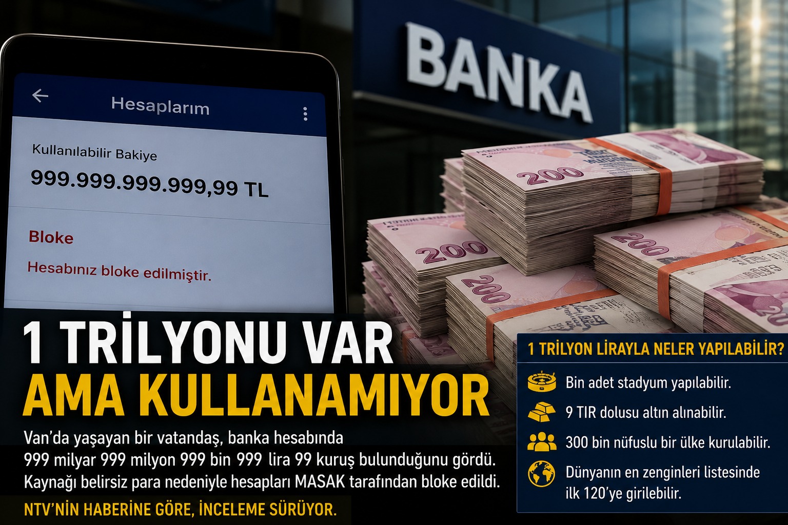 Van’da yaşayan Azerbaycan asıllı Ahmad Jahangard Takalo, banka hesabında 999
