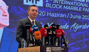 2. Afyonkarahisar Blok Mermer Fuarı'nın açılış töreninde konuşan ALZ Fuarcılık